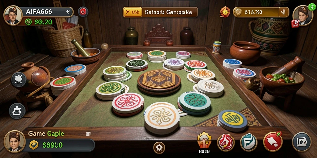 Screenshot utama AIFA66 menampilkan gameplay Gaple yang seru dan interaktif.