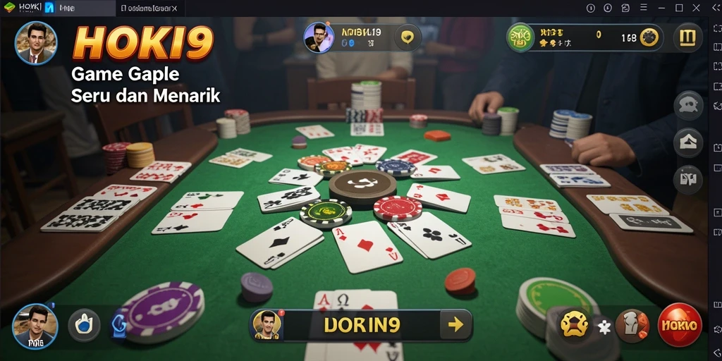 Screenshot gameplay HOKI9 menampilkan suasana permainan Gaple yang menarik.