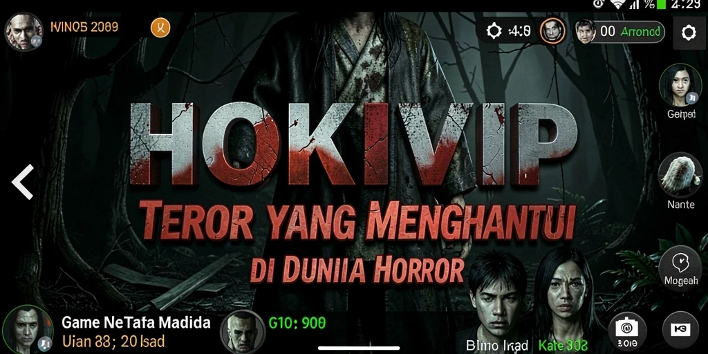 Gameplay HOKIVIP menampilkan suasana mencekam dan karakter yang menakutkan.