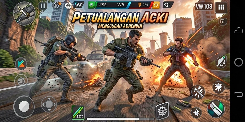 Tampilan gameplay action menegangkan VW108 dengan momen seru.
