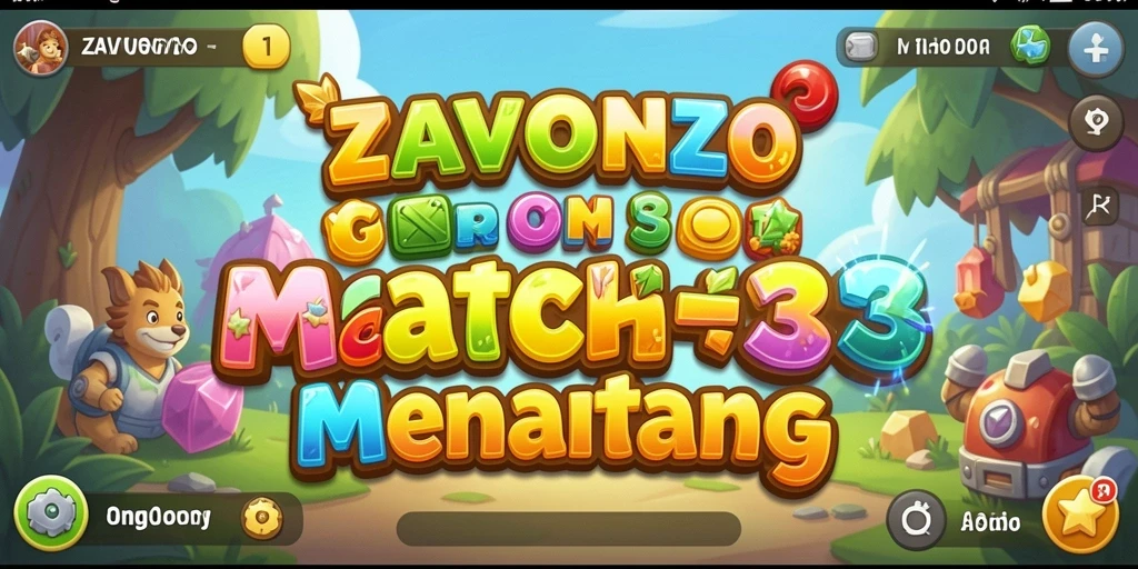 Tampilan gameplay seru ZAVONZO dalam tantangan Match-3.